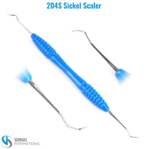 204S Sickle Scaler with Non-Slip Silicone Handle for Professional Dental Tartar Removal and Examination