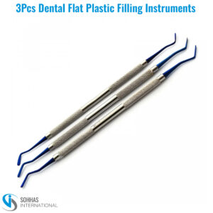 Set of 3 dental flat plastic filling instruments for composite placement and contouring