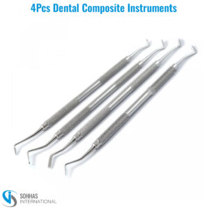 Set of 4 dental composite instruments for resin application, contouring, and sculpting