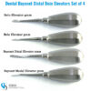 Set of 4 Bayonet Distal Bein elevators with angled tips for controlled root elevation