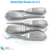 Set of 5 Dental Hylin elevators with ergonomic handles for effective tooth elevation