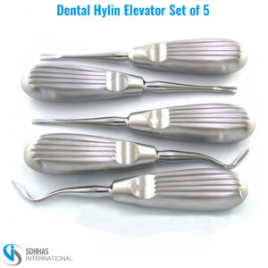 Set of 5 Dental Hylin elevators with ergonomic handles for effective tooth elevation