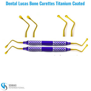 Set of 2 Lucas curettes with golden serrated tips for effective periodontal scaling