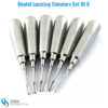 Set of 6 dental luxating elevators with ergonomic handles for atraumatic tooth extraction