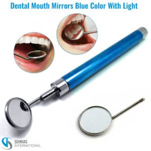 Dental mouth mirror with built-in LED light for bright and clear oral cavity inspection