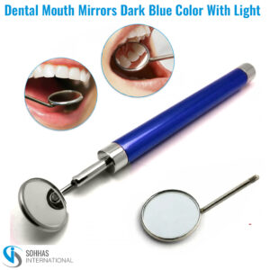 Dental mouth mirror with built-in LED light for bright and clear oral cavity inspection