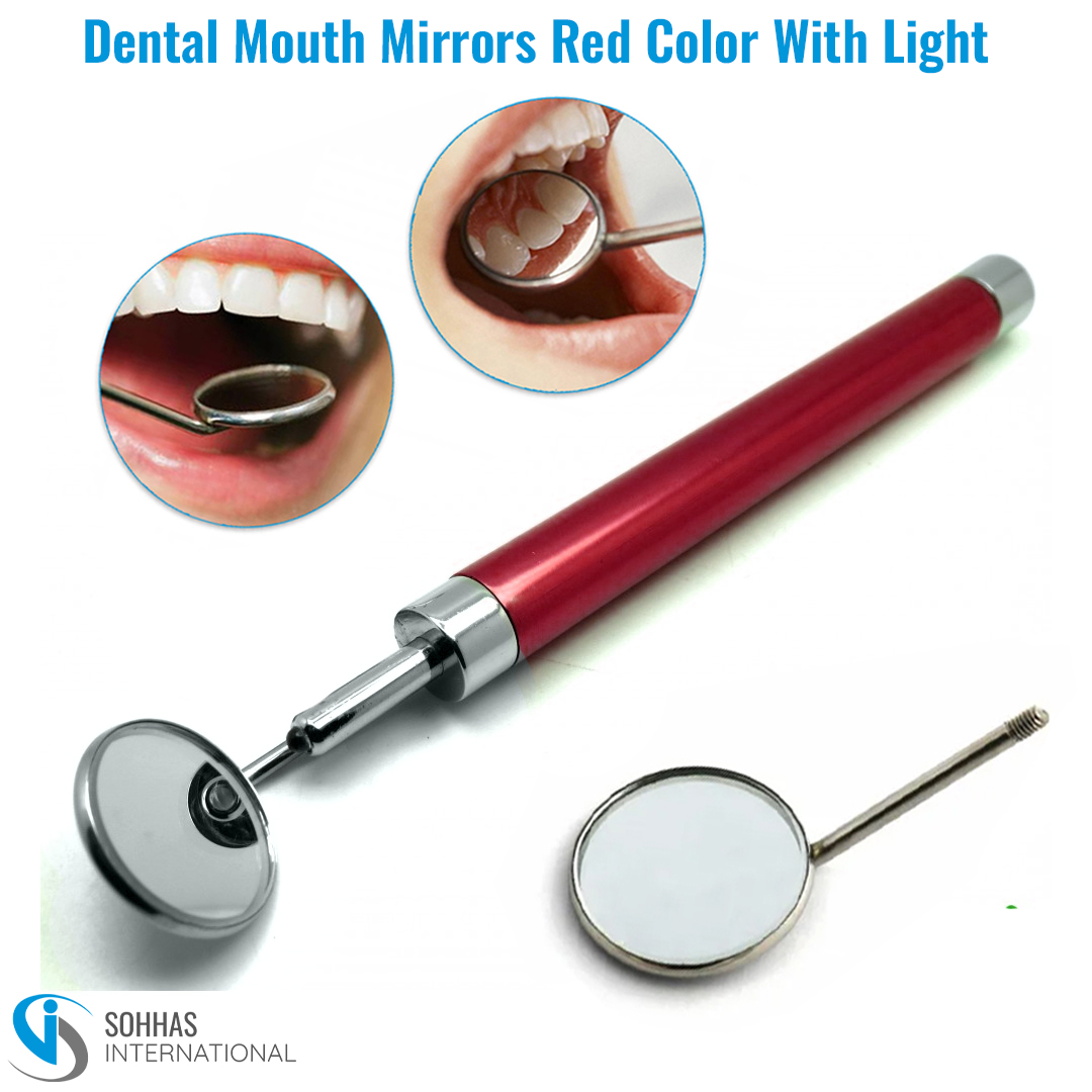 Dental mouth mirror with built-in LED light for bright and clear oral cavity inspection