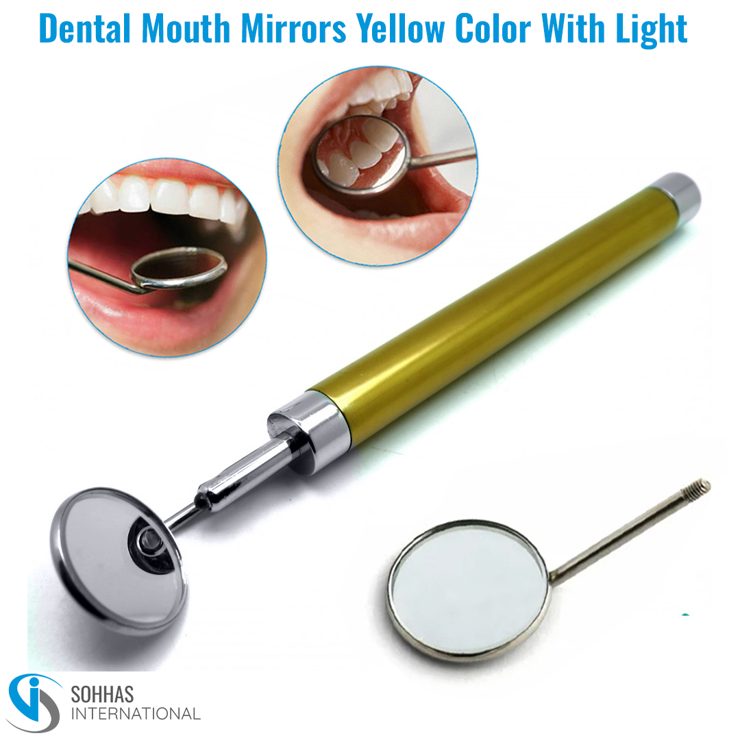 Dental mouth mirror with built-in LED light for bright and clear oral cavity inspection