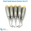 Set of 5 dental spade concave elevators with ergonomic handles for effective tooth and root elevation