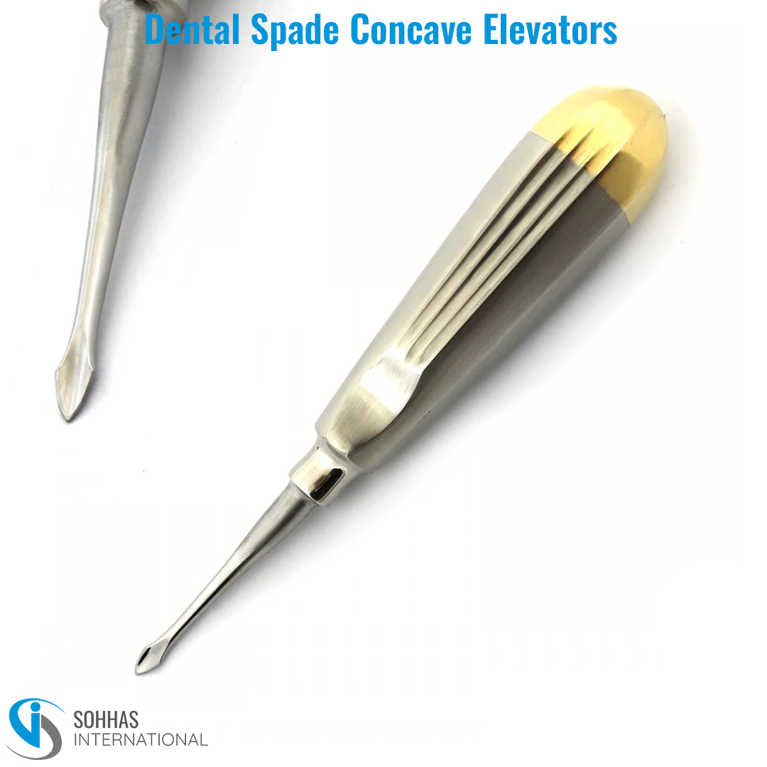 Dental spade concave elevators with ergonomic handles for effective tooth and root elevation