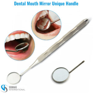 Dental mouth mirror with ergonomic lightweight handle for easy and accurate oral inspections