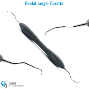Langer curette with non-slip silicone handle for periodontal scaling