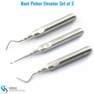 Set of 3 root picker elevators with ergonomic handles for effective root fragment removal