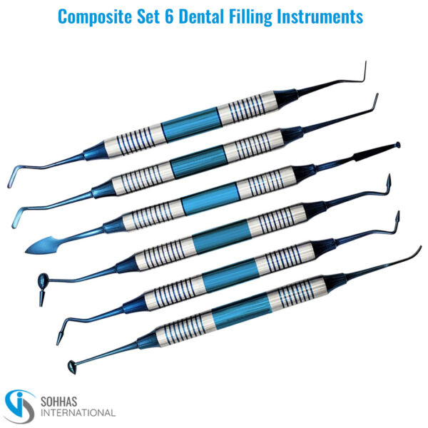 Composite Filling Instruments Set of 6 Blue Color Coated Dental ...