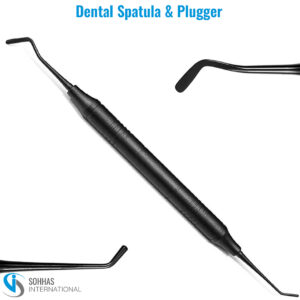 Dual-ended dental composite filling instrument with spatula and plugger for precise restoration work