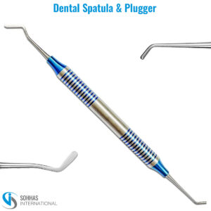 Dual-ended dental composite filling instrument with spatula and plugger for precise restoration work