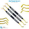 Set of 3 flat plastic filling instruments in 2mm, 2.5mm, and 3mm sizes for dental composite application