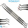Set of 3 flat plastic filling instruments in 2mm, 2.5mm, and 3mm sizes for dental composite application