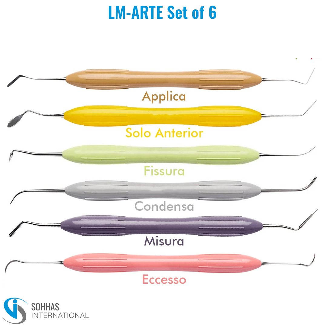 LM-ARTE composite instrument set of 6 with ergonomic silicone handles for aesthetic restorations