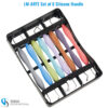 LM-ARTE set of 8 composite instruments with ergonomic silicone handles and black plastic sterilization cassette