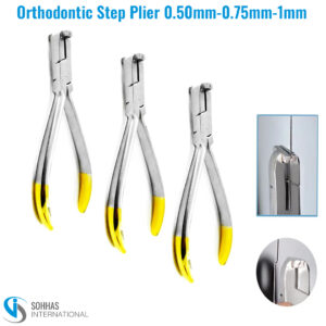 Step Plier for accurate bending of orthodontic wires at 0.50mm, 0.75mm, and 1mm step sizes