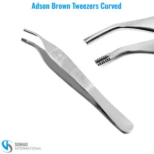 Adson Brown curved tissue forceps dental surgical tool with fine teeth dental surgical instruments Adson Brown forceps curved tissue handling tweezers stainless steel dental tools oral surgery instruments precision dental forceps